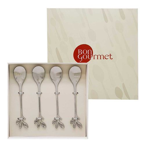 Conjunto 4 Colheres P/ Chá Leaves Prateado Rojemac
