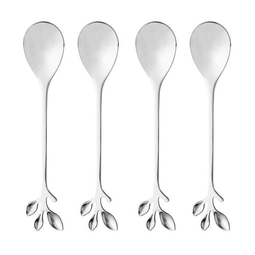 Conjunto 4 Colheres P/ Chá Leaves Prateado Rojemac