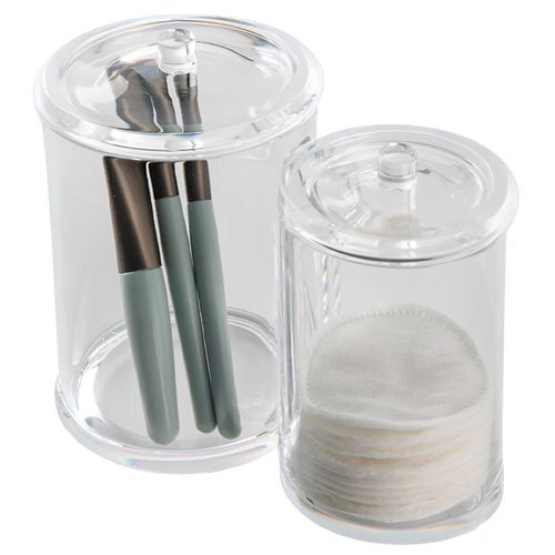 Porta Algodão Duplo C/ Tampa 15x8,4x12,3cm em Plástico Jolitex