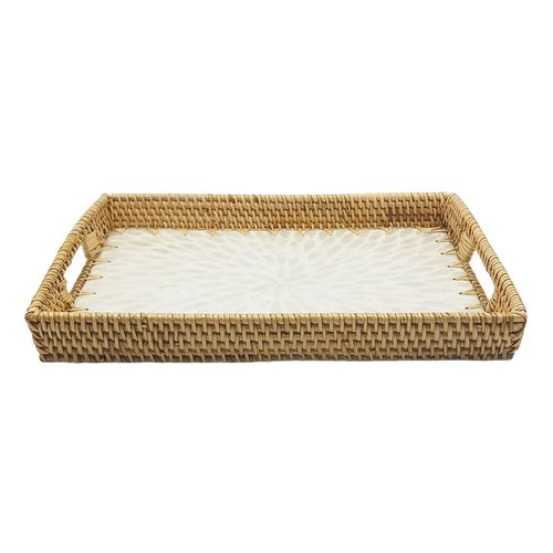 Bandeja Decorativa Retangular 32x25cm em PVC Milk