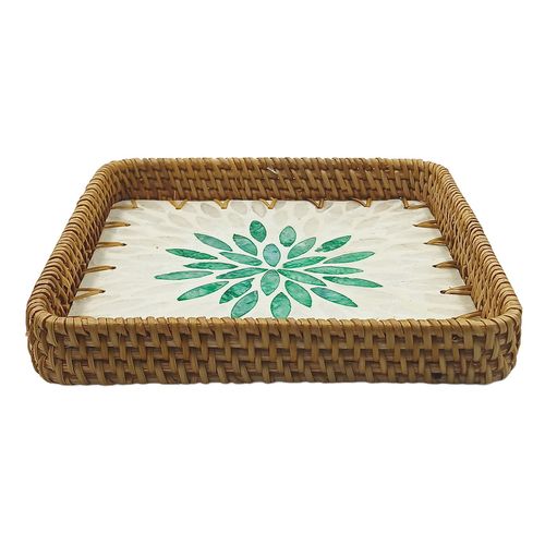 Bandeja Decorativa Quadrada 32x32cm em PVC Milk
