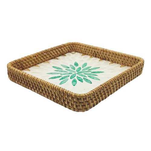 Bandeja Decorativa Quadrada 32x32cm em PVC Milk