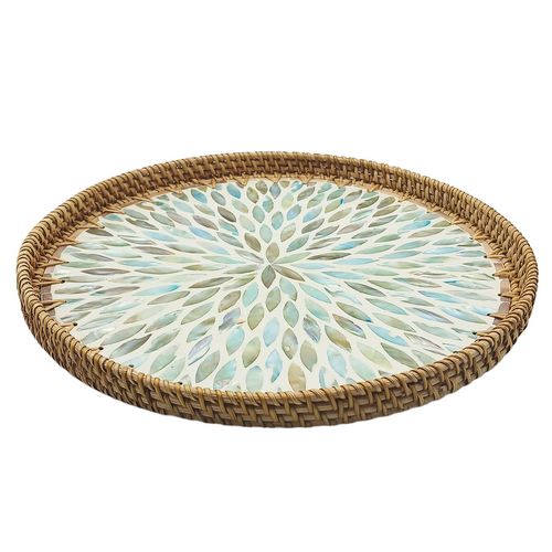 Bandeja Decorativa Redonda 34x34cm em PVC Milk