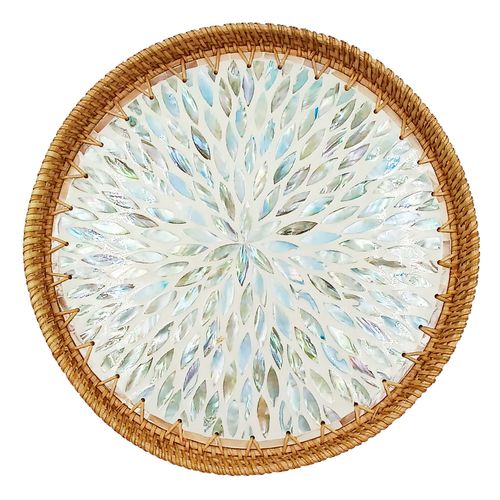 Bandeja Decorativa Redonda 34x34cm em PVC Milk