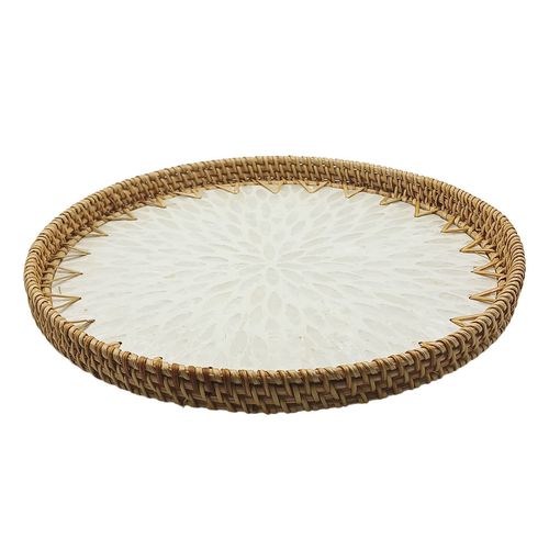 Bandeja Decorativa Redonda 34x34cm em PVC Milk