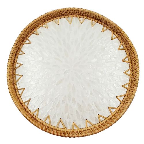 Bandeja Decorativa Redonda 34x34cm em PVC Milk