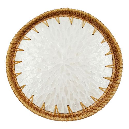 Bandeja Decorativa Redonda 30x30cm em PVC Milk