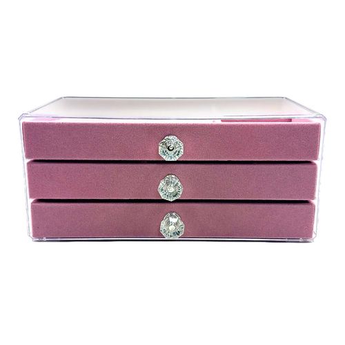 Porta Jóia Decorativo 23x13cm em Plástico e Veludo Imporiente