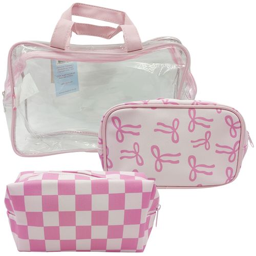 Kit Nécessaire Feminina 3 Peças em PVC Qualis