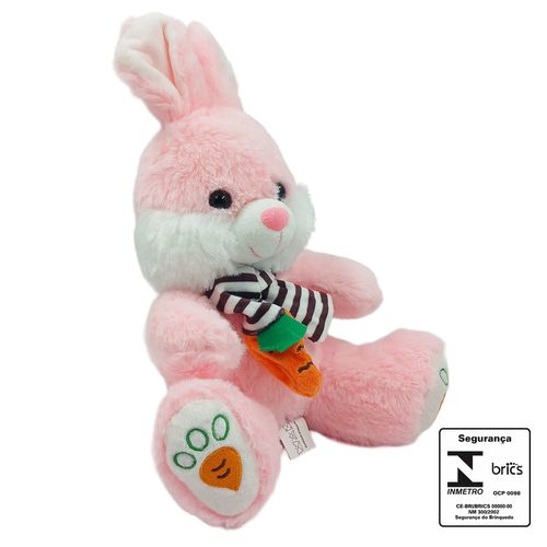 Coelho de Pelúcia C/ Gravatinha 20cm em Poliéster Fizzy
