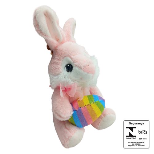 Coelho de Pelúcia 18cm Sentado com Ovinho de Páscoa Fizzy