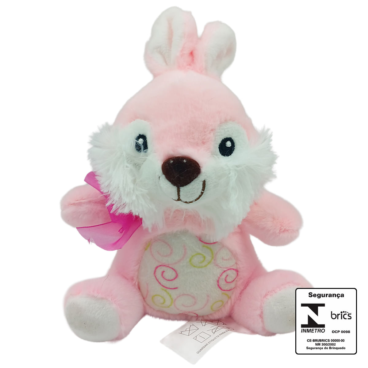 Coelho De Páscoa Com Lacinho 15cm em Pelúcia Fizzy