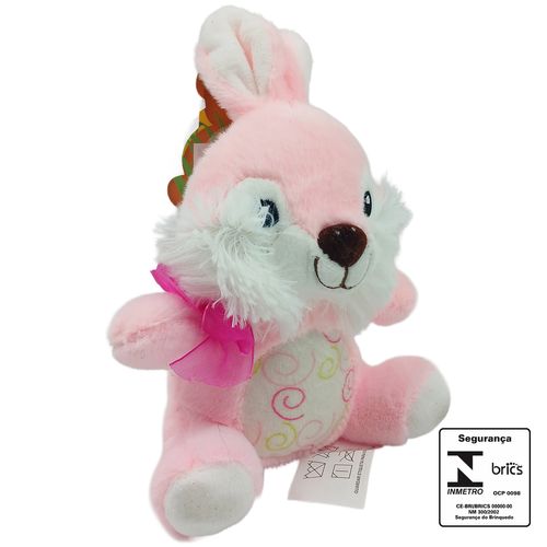 Coelho De Páscoa Com Lacinho 15cm em Pelúcia Fizzy