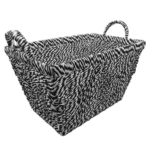 Cesto C/ Alça Quadrado 40x27cm em Fibra Natural Paramount