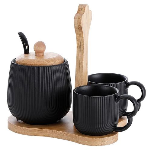 Jogo de Xícaras Oásis C/ Açucareiro e Suporte 4 Peças 90ml Em Cerâmica Hauskraft