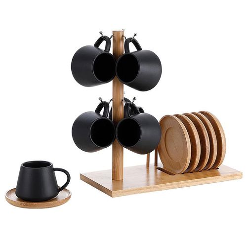 Jogo de Xícaras Oásis C/ Suporte 13 Peças 90ml Em Cerâmica Hauskraft