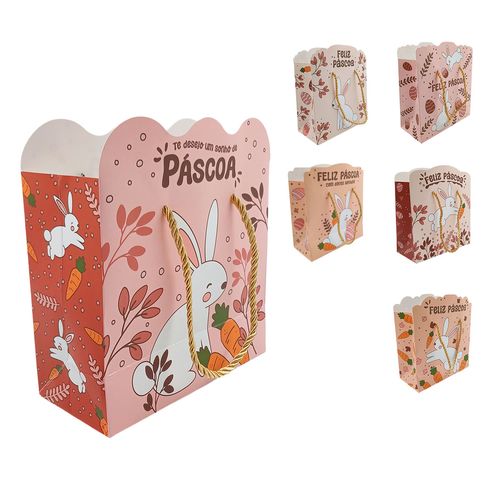 Sacola P/ Presente Feliz Páscoa 15,5x7cm em Papel Multiart