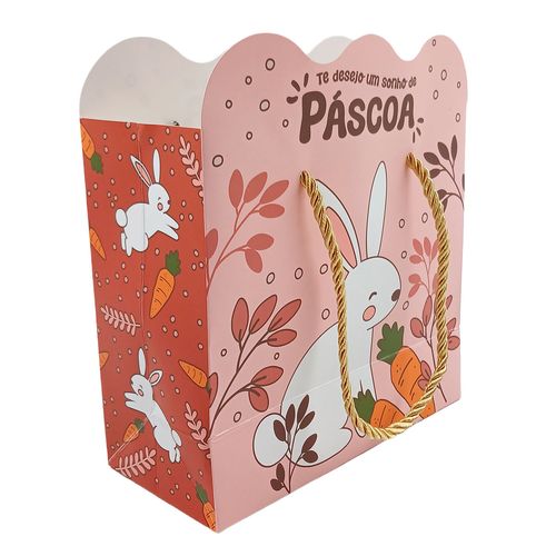 Sacola P/ Presente Feliz Páscoa 15,5x7cm em Papel Multiart