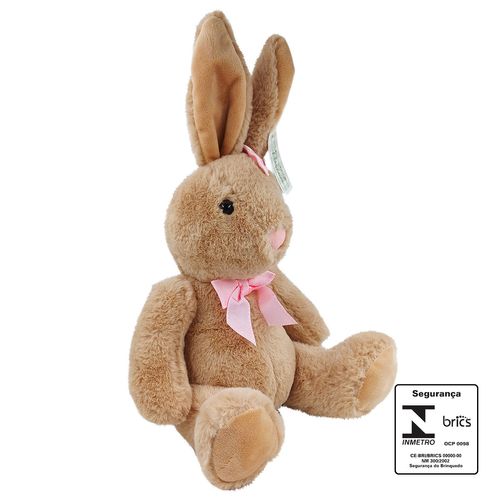 Coelhinho De Pelúcia Com Laço 38cm  Poliéster Multiart
