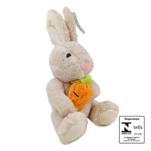 Coelhinho De Pelúcia Com Cenoura 31cm  Poliéster Multiart