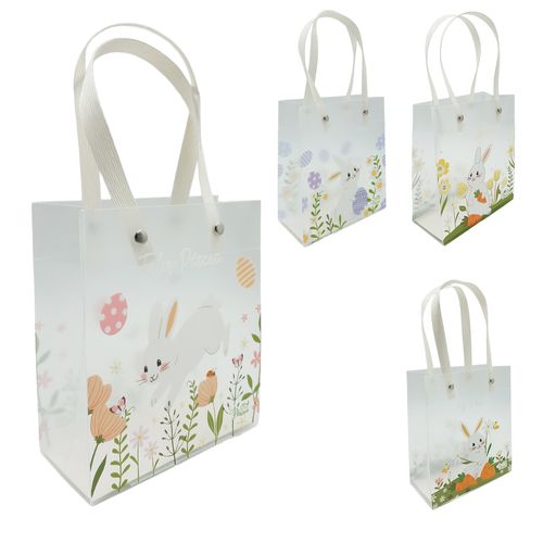 Sacola P/ Presente Coelho da Páscoa Transparente 13x15cm em Plástico Multiart