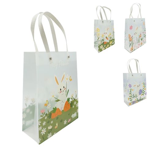 Sacola P/ Presente Coelho da Páscoa Transparente 20x25cm em Plástico Multiart