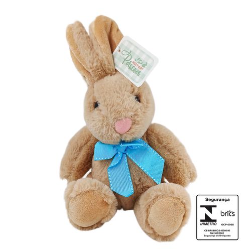 Coelhinho De Pelúcia Com Laço 31cm  Poliéster Multiart