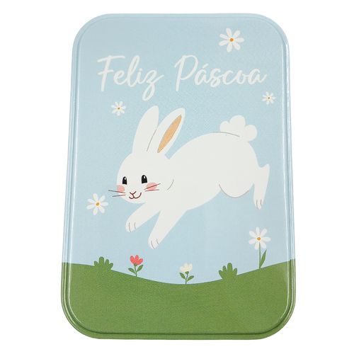 Lata Retangular Para Páscoa 13x9cm em Metal Multiart