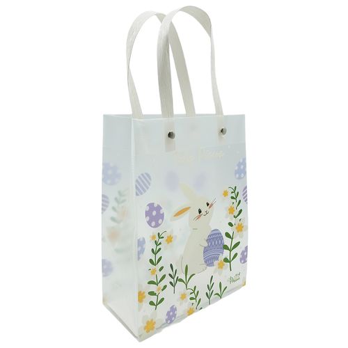 Sacola P/ Presente Coelho da Páscoa Transparente 15x20cm em Plástico Multiart