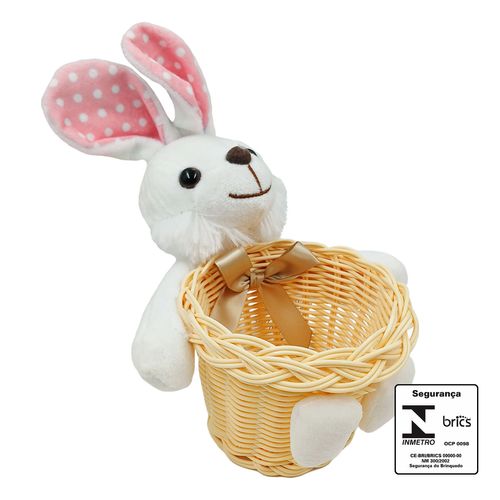 Coelho De Pelúcia Cesto15cm em Poliester Fizzy