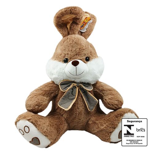 Coelho De Pelucia Laço Xadrez 41cm em Poliester Fizzy