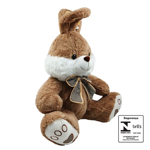 Coelho De Pelucia Laço Xadrez 41cm em Poliester Fizzy