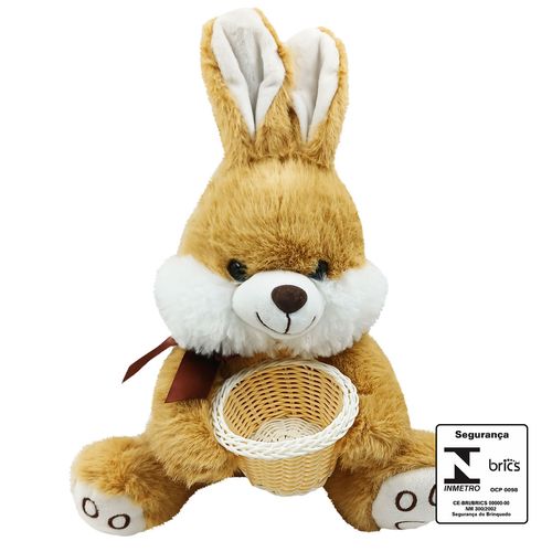 Coelho De Pelúcia com Cesta 20cm Poliéster Fizzy