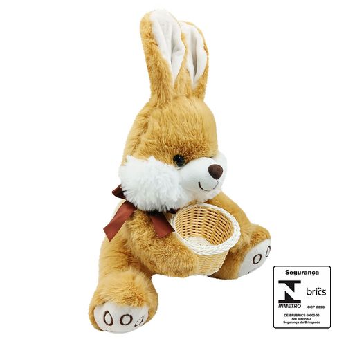 Coelho De Pelúcia com Cesta 20cm Poliéster Fizzy