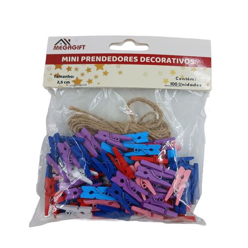 Jogo de Mini Prendedor 100 Peças 2,5cm em MDF Megagift
