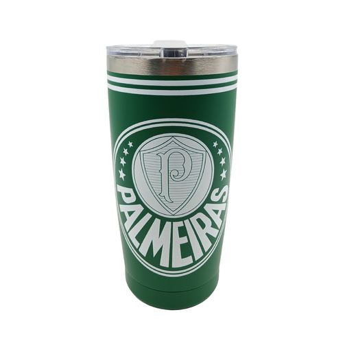 Copo Térmico C/ Tampa Palmeiras 550ml em Aço Inox Allmix