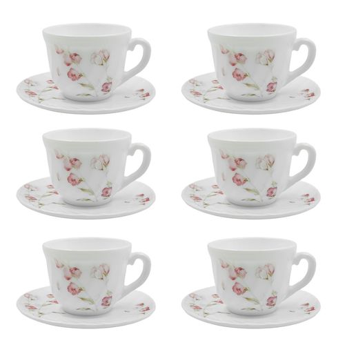 Jogo De Xícaras 190ml 12 Peças em Vidro Sanxia