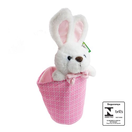 Cesta Coelho em Pelúcia 23cm em Poliester Fizzy