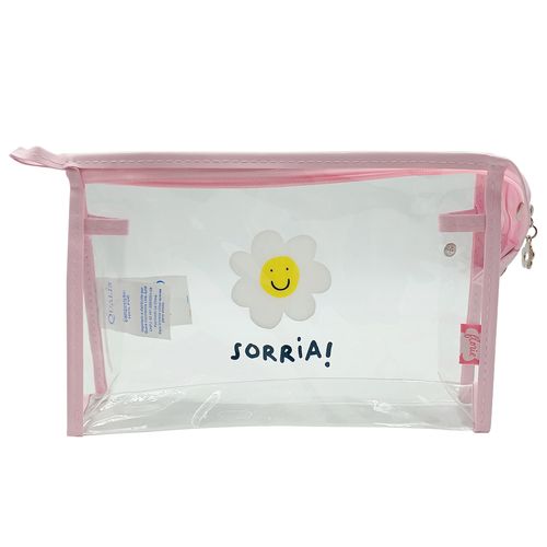 Kit Nécessaire Frases 2 Peças 26x17cm em Plastico Qualis