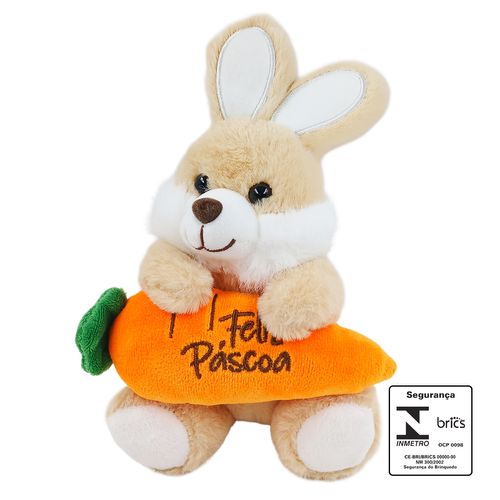 Coelho De Pelúcia Feliz Pascoa 15cm em Poliester Fizzy
