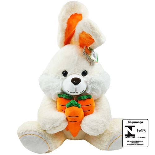 Coelho De Pelúcia C/ Cenouras 55cm Poliéster Fizzy