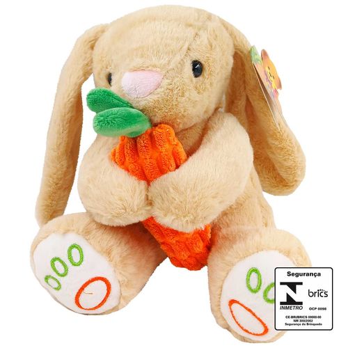 Coelho De Pelúcia C/ Cenoura 20cm Poliéster Fizzy