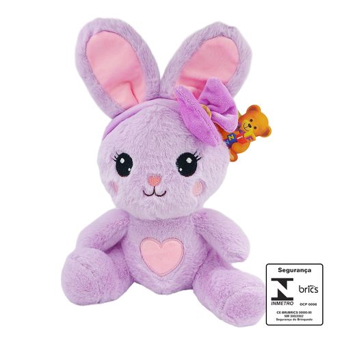 Coelhinho Coração De Pelúcia 20cm Poliéster Fizzy