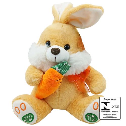 Coelhinho De Pelúcia C/ Cenoura 30cm Poliéster Fizzy