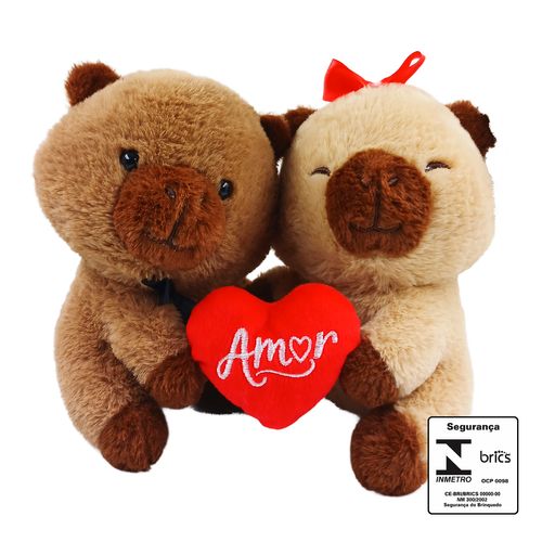 Capivara de Pelúcia Casal 18cm em Poliéster Fizzy