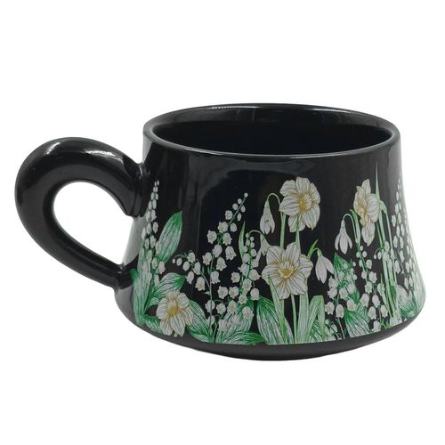 Xícara C/ Pires Flora 250ml em Cerâmica Lila Home