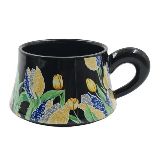 Xícara C/ Pires Flora 250ml em Cerâmica Lila Home