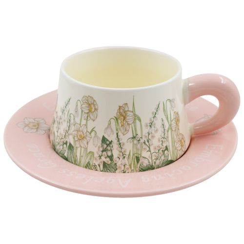 Xícara C/ Pires Fauna 250ml em Cerâmica Lila Home