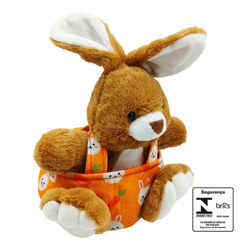 Coelho De Pelúcia com Cesta 20cm Poliéster Fizzy