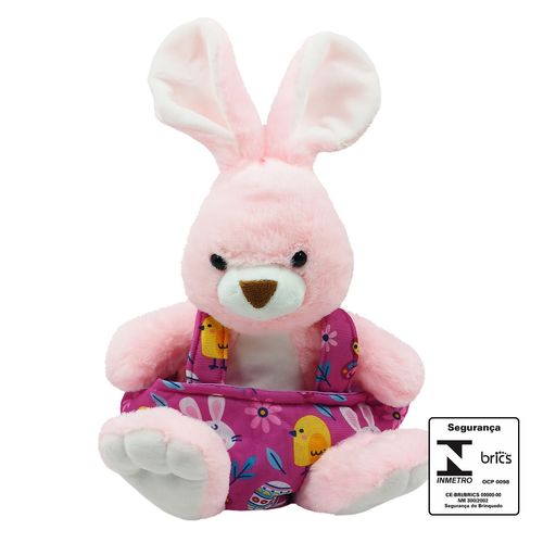 Coelho De Pelúcia com Cesta 20cm Poliéster Fizzy